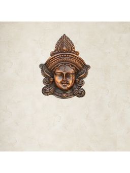 eCraftIndia - Brown Metal Goddess Durga Face Wall Hanging Sculpture