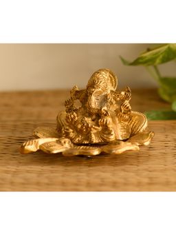 eCraftIndia - Golden Ganesha On Flower Showpiece