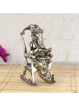 eCraftIndia - Silver Lord Ganesha Idol Reading Book On Rocking Chair