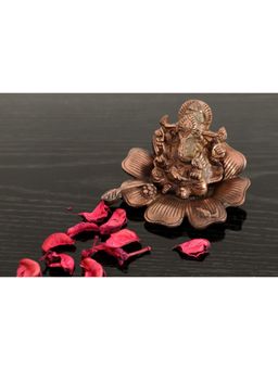 eCraftIndia - Brown Metal Lord Ganesha On Flower