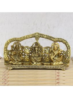 eCraftIndia - Golden Lakshmi Ganesh Saraswati Murti Idol