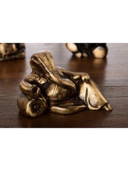eCraftIndia - Golden Brass Lord Ganesha Idol with Masand