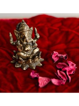 eCraftIndia - Antique Finish Brass Laxmi Ganesha On Lotus