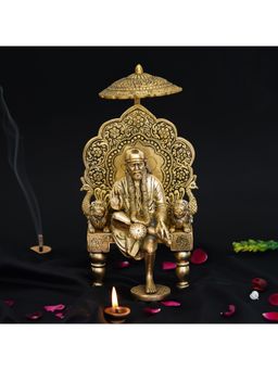 eCraftIndia - Golden Sai Baba Brass Handcrafted Statue