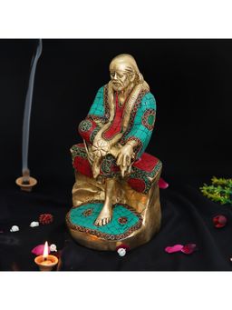 eCraftIndia - Sai Baba Handcrafted Brass Idol with Stone Work