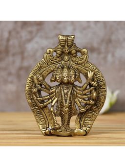eCraftIndia - Golden Brass Panchmukhi Hanuman Ji Statue