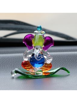 eCraftIndia - Multi-Color Double Sided Crystal Lord Ganesha Idol