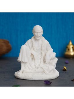 eCraftIndia - White Polyresin Sai Baba Sitting Statue