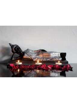 eCraftIndia - Divine Reclining Buddha Tea Light Holder - Silver