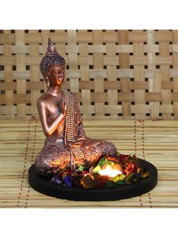 eCraftIndia - Copper Polyresin Meditating Blessing Lord Buddha