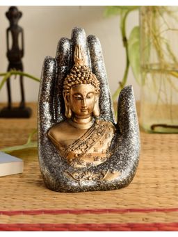 eCraftIndia - Silver Black Resin Reclining Lord Buddha Idol Buddha Statue