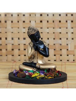 eCraftIndia - Golden and Black Polyresin Thinking Lord Buddha Statue