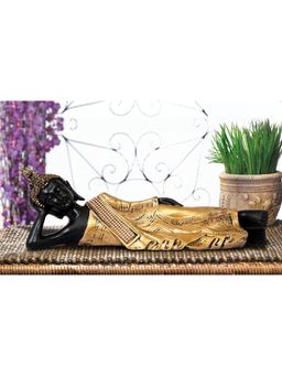 eCraftIndia - Golden Black Resin Reclining Lord Buddha Idol Buddha Statue