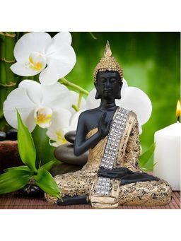 eCraftIndia - Golden Black Resin Blessing Lord Buddha Statue | Showpiece