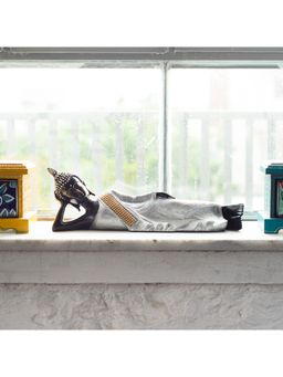 eCraftIndia - Silver Resin Reclining Buddha Statue | Lord Buddha Statue