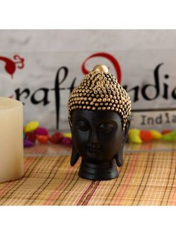 eCraftIndia - Black and Golden Polyresin Meditating Lord Buddha Face Statue