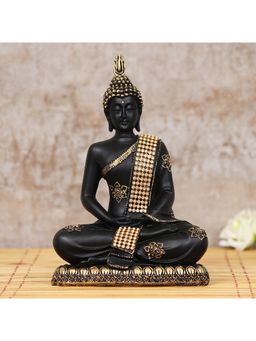 eCraftIndia - Polyresin Black and Golden Meditating Buddha Statue