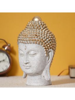 eCraftIndia - White Polyresin Meditating Gautam Buddha Head Statue