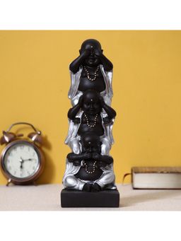 eCraftIndia - Black Silver Resin 3 Monk Buddha Statues