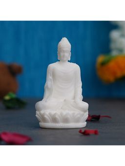 eCraftIndia - White Polyresin Meditating Lord Buddha Statue