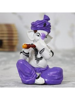 eCraftIndia - Purple Lord Ganesha Idol Playing Flute Musical Showpiece