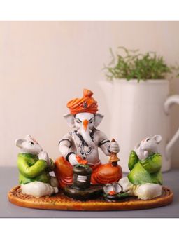 eCraftIndia - Lord Ganesha Idol with 2 Rats Shivling Puja Showpiece