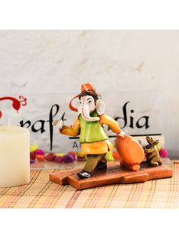 eCraftIndia - Lord Ganesha Carrying Travel Bag with Mouse Showpiece