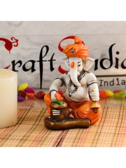 eCraftIndia - Orange Lord Ganesha Idol Worshipping Lord Shiv Pooja