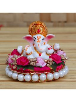 eCraftIndia - Lord Ganesha Idol On Colorful Flowers Plate
