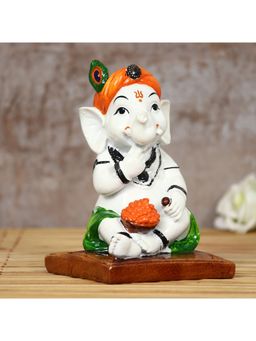 eCraftIndia - Lord Ganesha Eating Ladoo In Lord Krishna Avatar