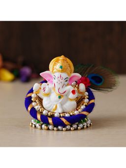 eCraftIndia - Polyresin Lord Ganesha Idol On Floral Plate