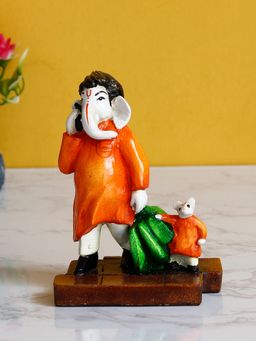 eCraftIndia - Lord Ganesha Doing Shopping with Mushak Colorful Figurine