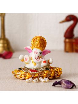 eCraftIndia - Lord Ganesha Idol On Gottapatti Work Plate