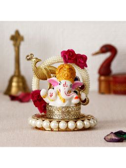 eCraftIndia - Polyresin Lord Ganesha Idol On Peacock Design Plate