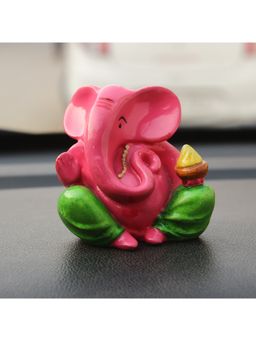 eCraftIndia - Pink and Green Polyresin Lord Ganesha Idol