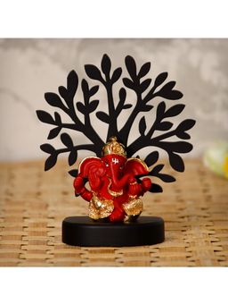 eCraftIndia - Gold Plated Red Dhoti Ganesha Showpiece with Wooden Tree