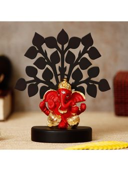 eCraftIndia - Gold Plated Red Dhoti Ganesha Showpiece with Wooden Tree