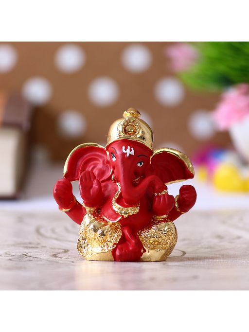 eCraftIndia Gold Plated Red Dhoti Ganesha Showpiece