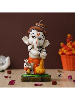 eCraftIndia - Polyresin Colorful Standing Lord Ganesha Idol & Mouse