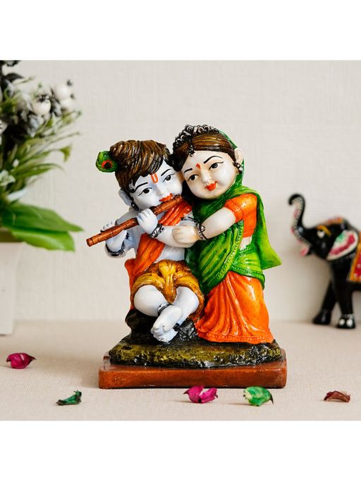 eCraftIndia Colorful Radha Krishna Artistic Polyresin Figurine