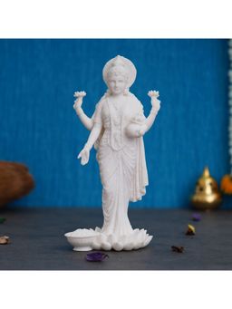 eCraftIndia - White Goddess Laxmi Idol Standing On Lotus