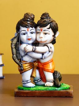 eCraftIndia - Resin Lord Ram Hugging Lord Hanuman Idol