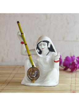 eCraftIndia - White Sant Mirabai Statue Playing Ektara Musical Showpiece