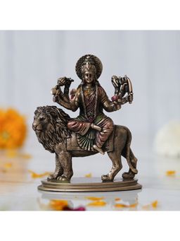 eCraftIndia - Polyresin Bronze Goddess Durga Idol Sitting On Lion Statue