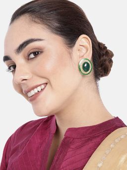 Peora - Elegant Tone Traditional Kundan Enamel Meenakari Studded Earrings Set & Girls