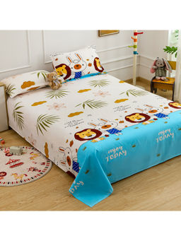 Story@Home - White 180 TC Microfiber Kids Bedsheet with 2 Pillow Covers (Queen)