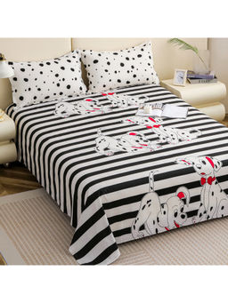 Story@Home - 210 TC Black Dalmatian Bedsheet with 2 Pillow Covers (King)