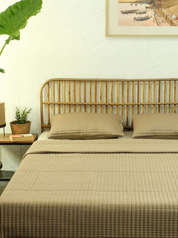 House This - Brown Periyar 1 Double Bedcover with 2 Pillow Covers (Queen)