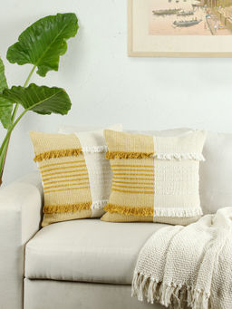 House This - Yellow Neerja Cushion Covers (Pack of 2) (16x16 inches)