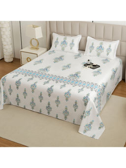 Story@Home - White Cotton 240 TC Bedsheet with 2 Pillow Covers (King)